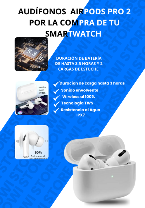 Smart Watch X8 Ultra + Audífonos AirPods Pro