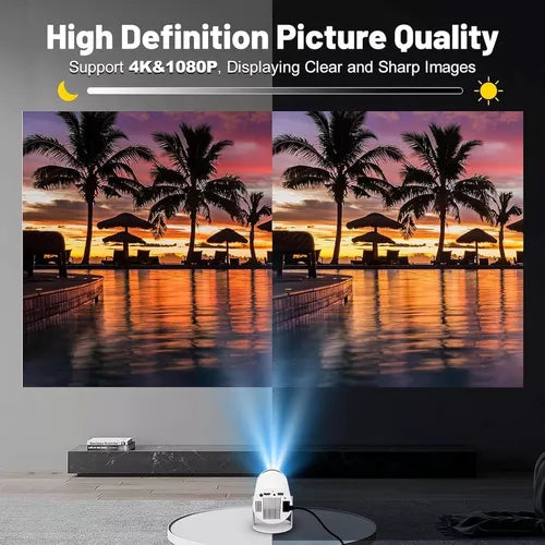 Proyector Smart 4K LED Android Inalámbrico – Cine Portátil 130'' con WiFi y Bluetooth