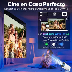 Proyector Smart 4K LED Android Inalámbrico – Cine Portátil 130'' con WiFi y Bluetooth