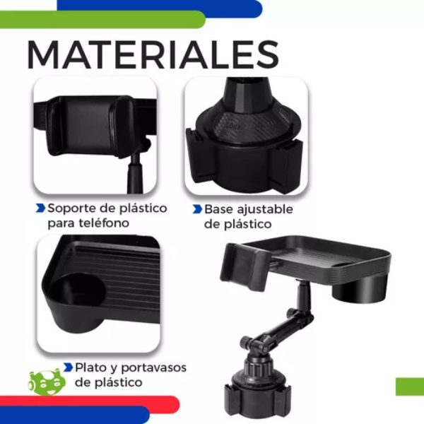 Bandeja Porta Vasos y Soporte 3 en 1 para Automóvil