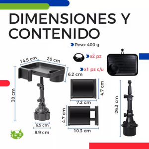 Bandeja Porta Vasos y Soporte 3 en 1 para Automóvil