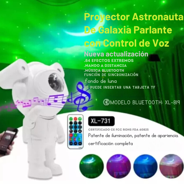 Astronauta Proyector + Parlante BLuetooth con Control de Voz